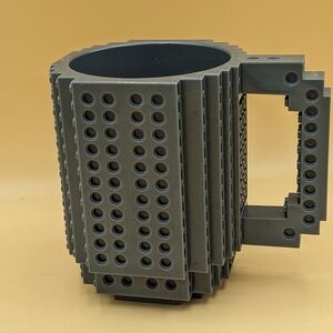 Thinkgeek Build-On Mug Cup Grey Building Blocks Works With Lego 12oz Pre-owned